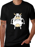 Funny Angry Cow Graphic T-Shirt - Black Cotton Tee