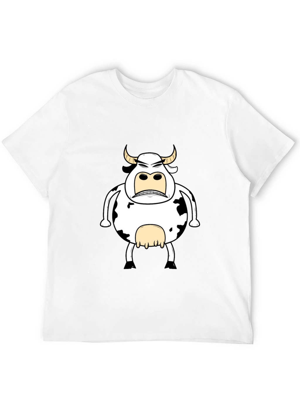 Funny Angry Cow Graphic T-Shirt - Black Cotton Tee
