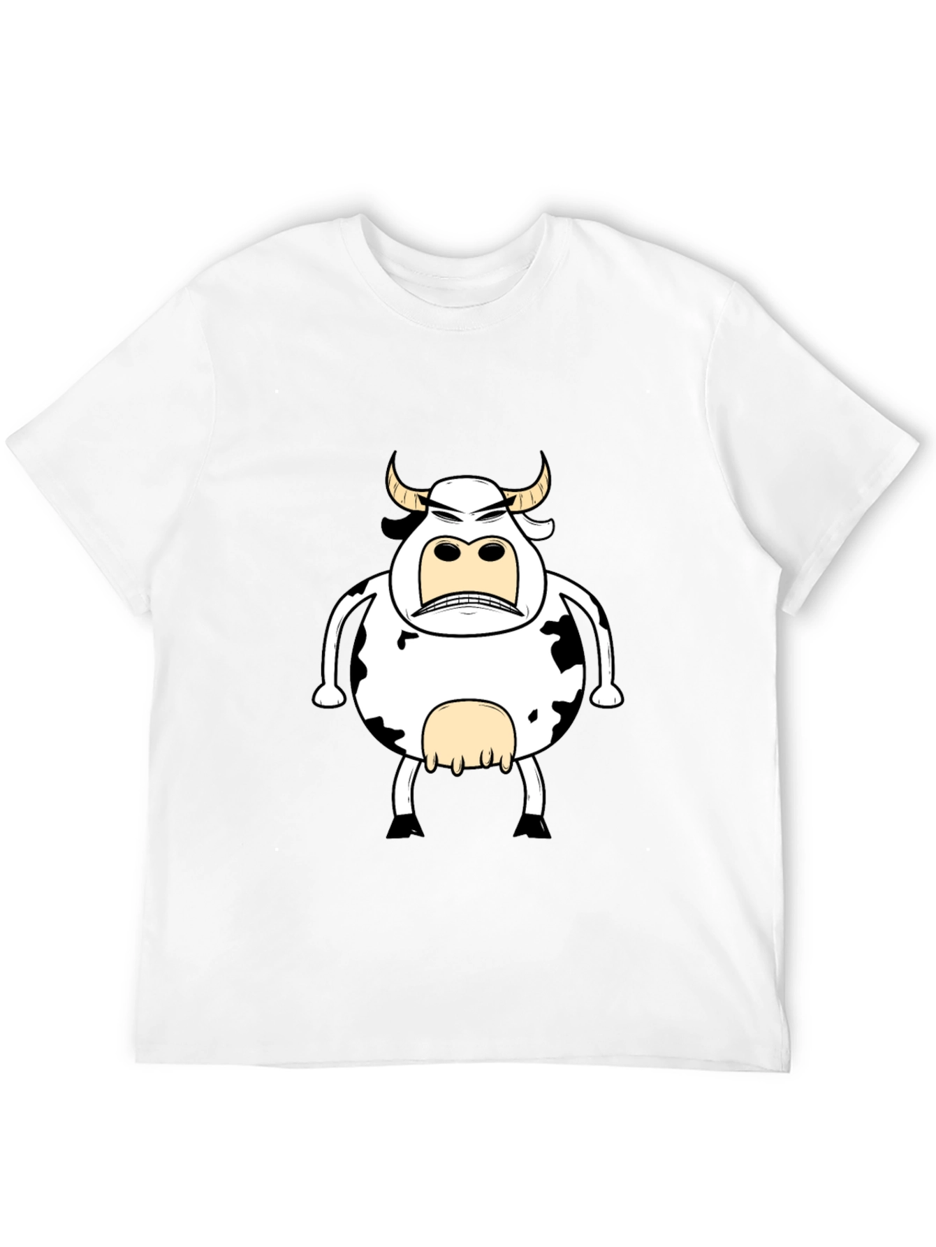 Funny Angry Cow Graphic T-Shirt - Black Cotton Tee