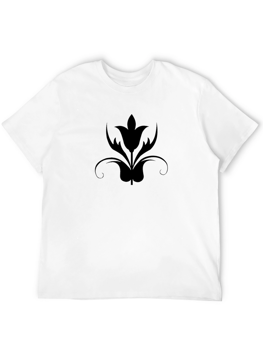 Mens Black T-Shirt with Floral Design