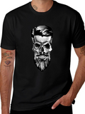 Skull with Beard Graphic T-Shirt - Stylish Mens Tee