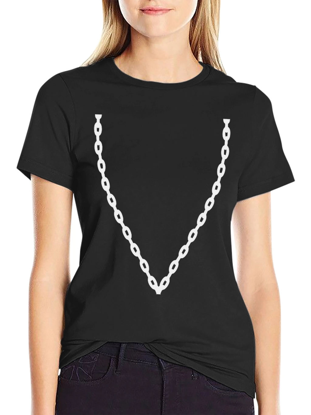 Chain Print Black T-Shirt - Statement Tee