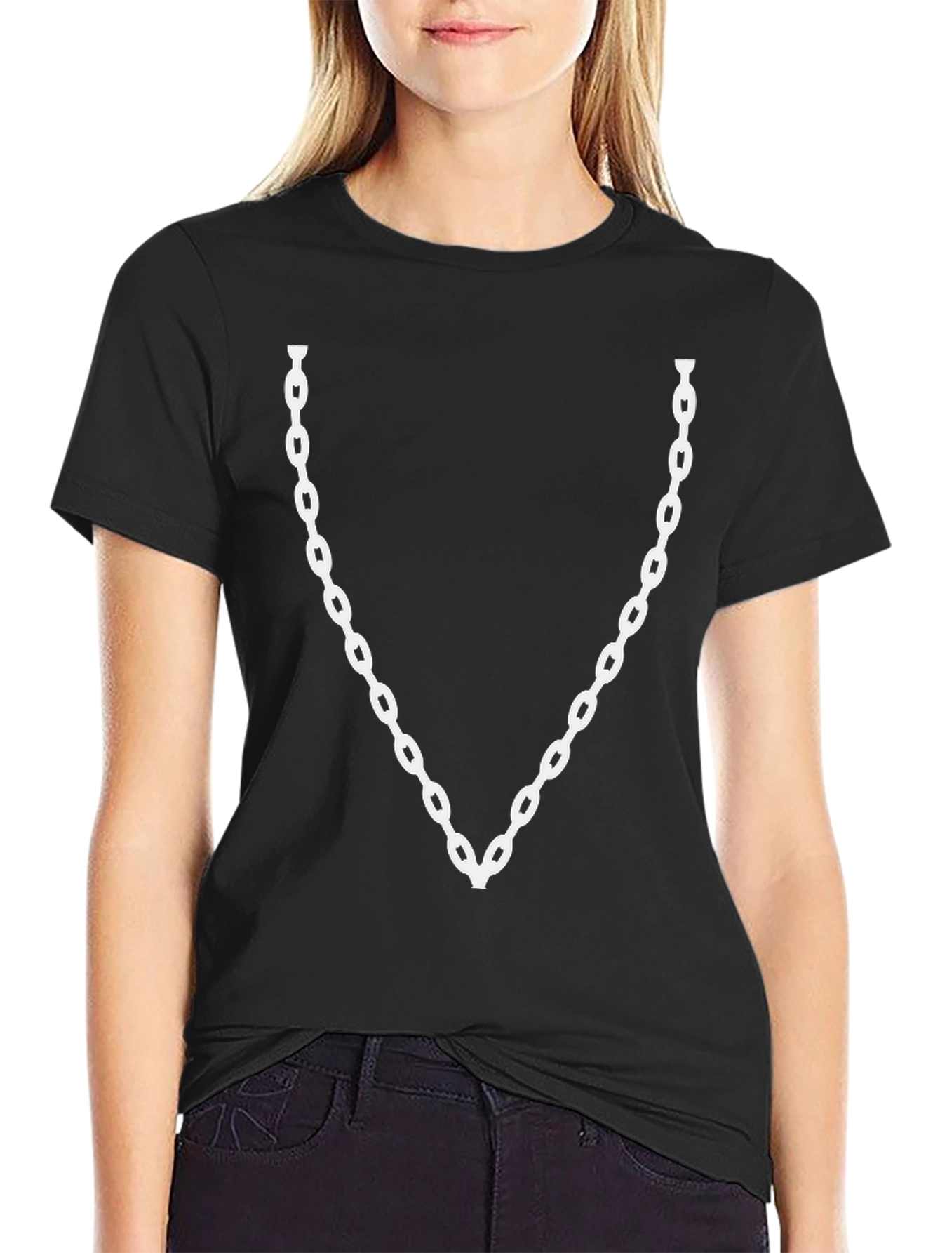 Chain Print Black T-Shirt - Statement Tee
