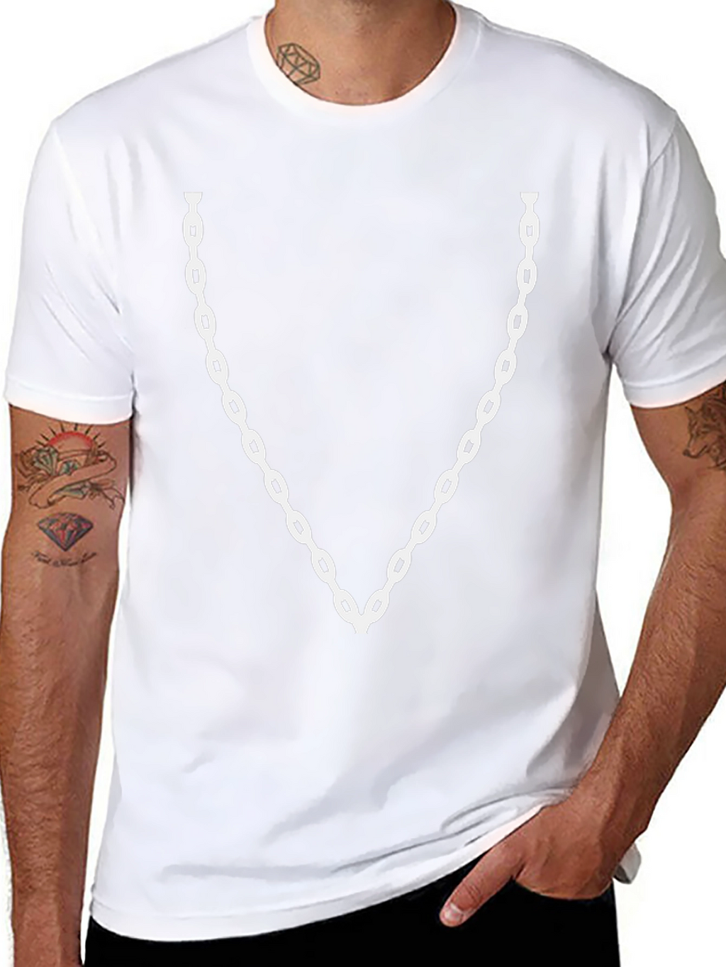 Chain Print Black T-Shirt - Statement Tee