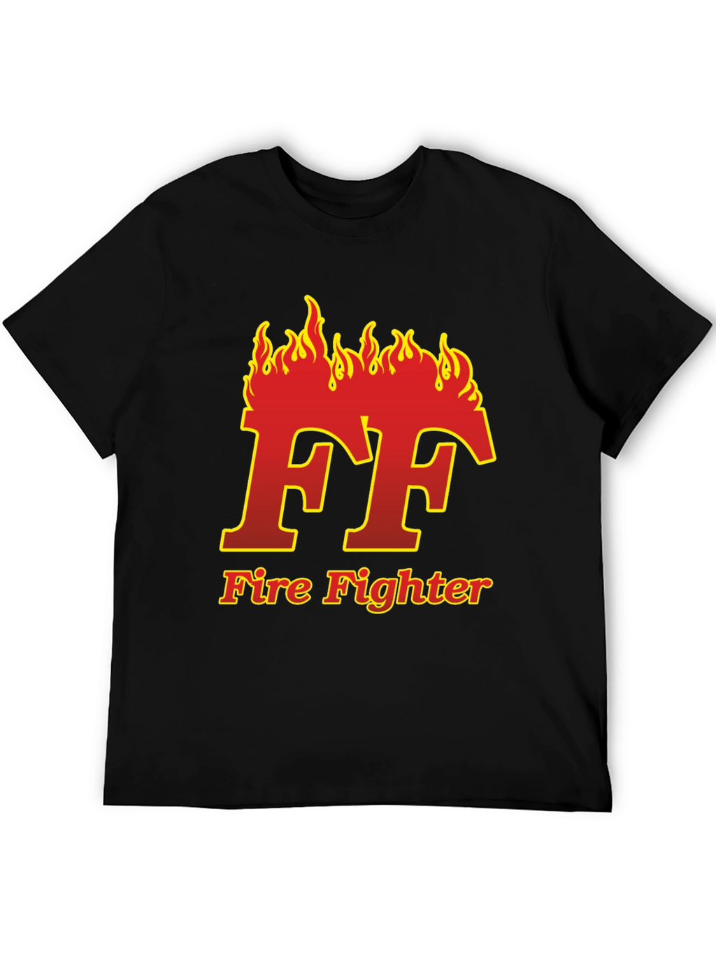 Firefighter Flame Logo Black T-Shirt