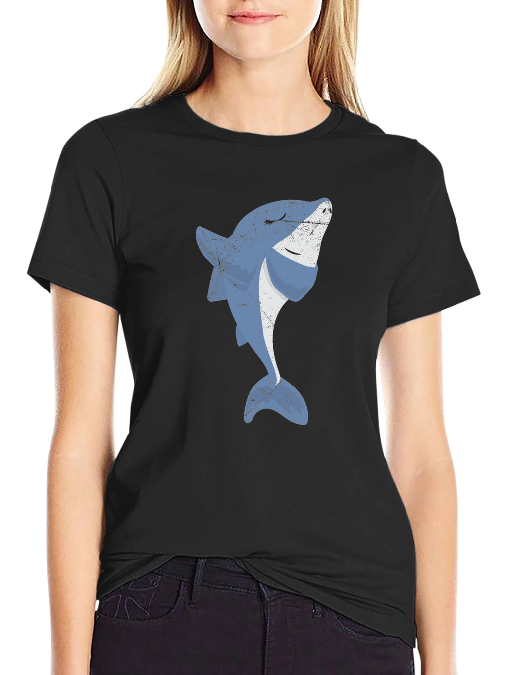 Cool Shark Graphic Print Black T-Shirt