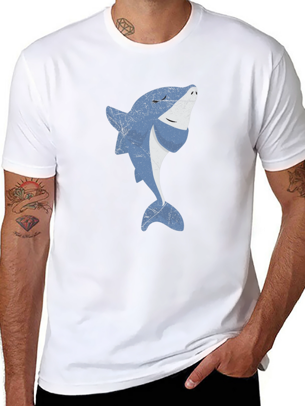 Cool Shark Graphic Print Black T-Shirt