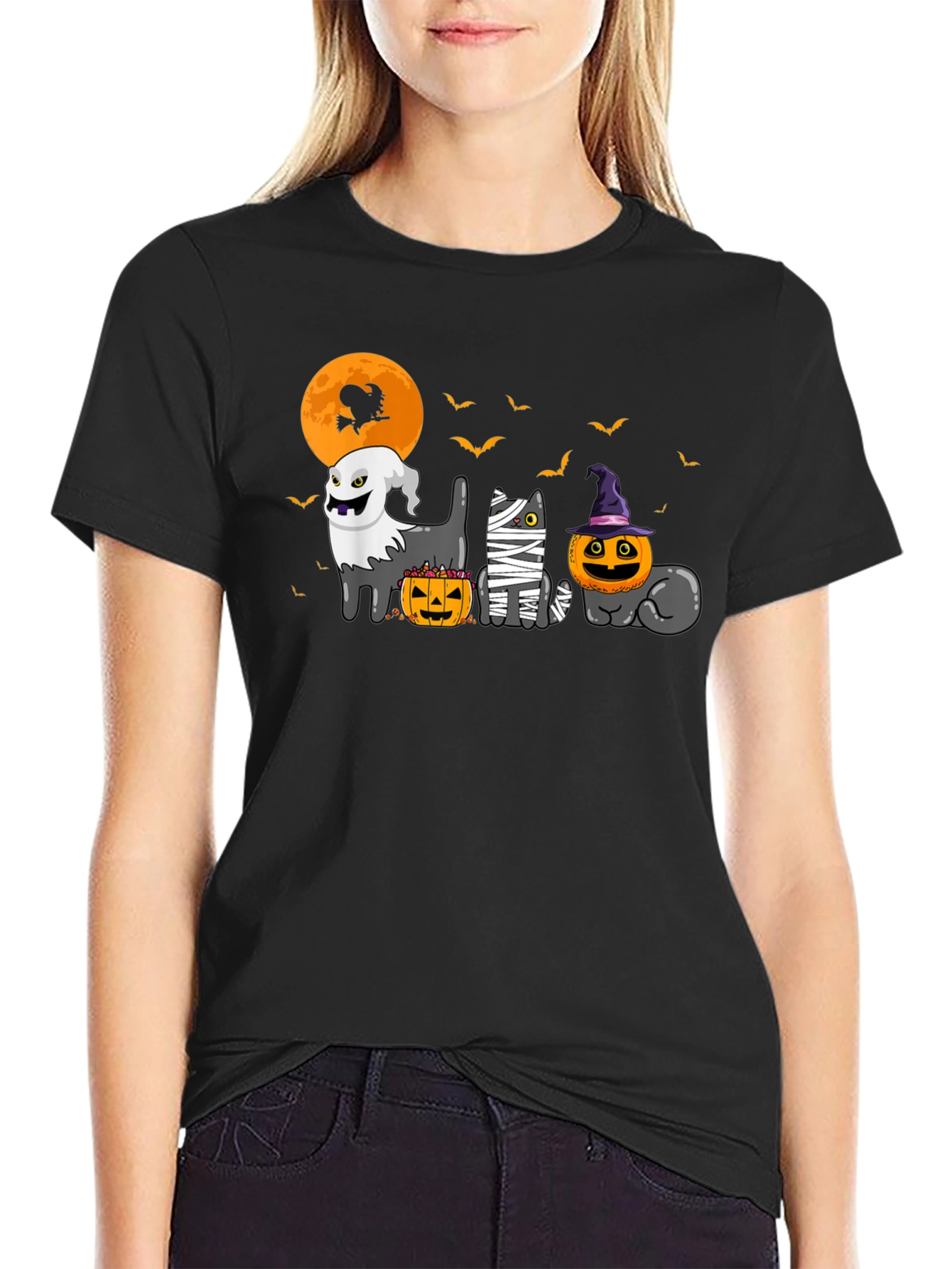Halloween Cats Graphic T-Shirt
