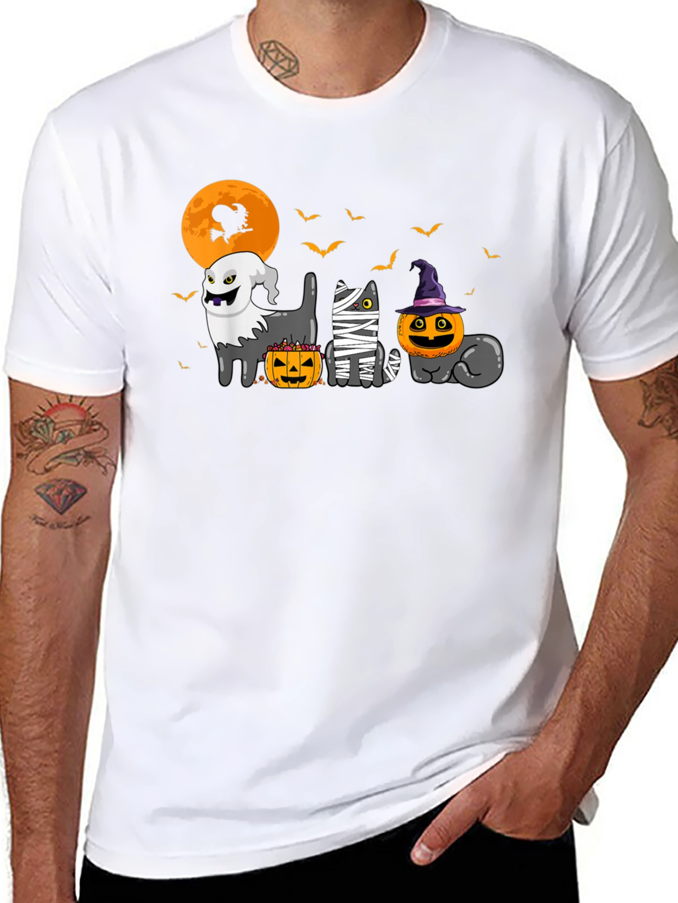 Halloween Cats Graphic T-Shirt