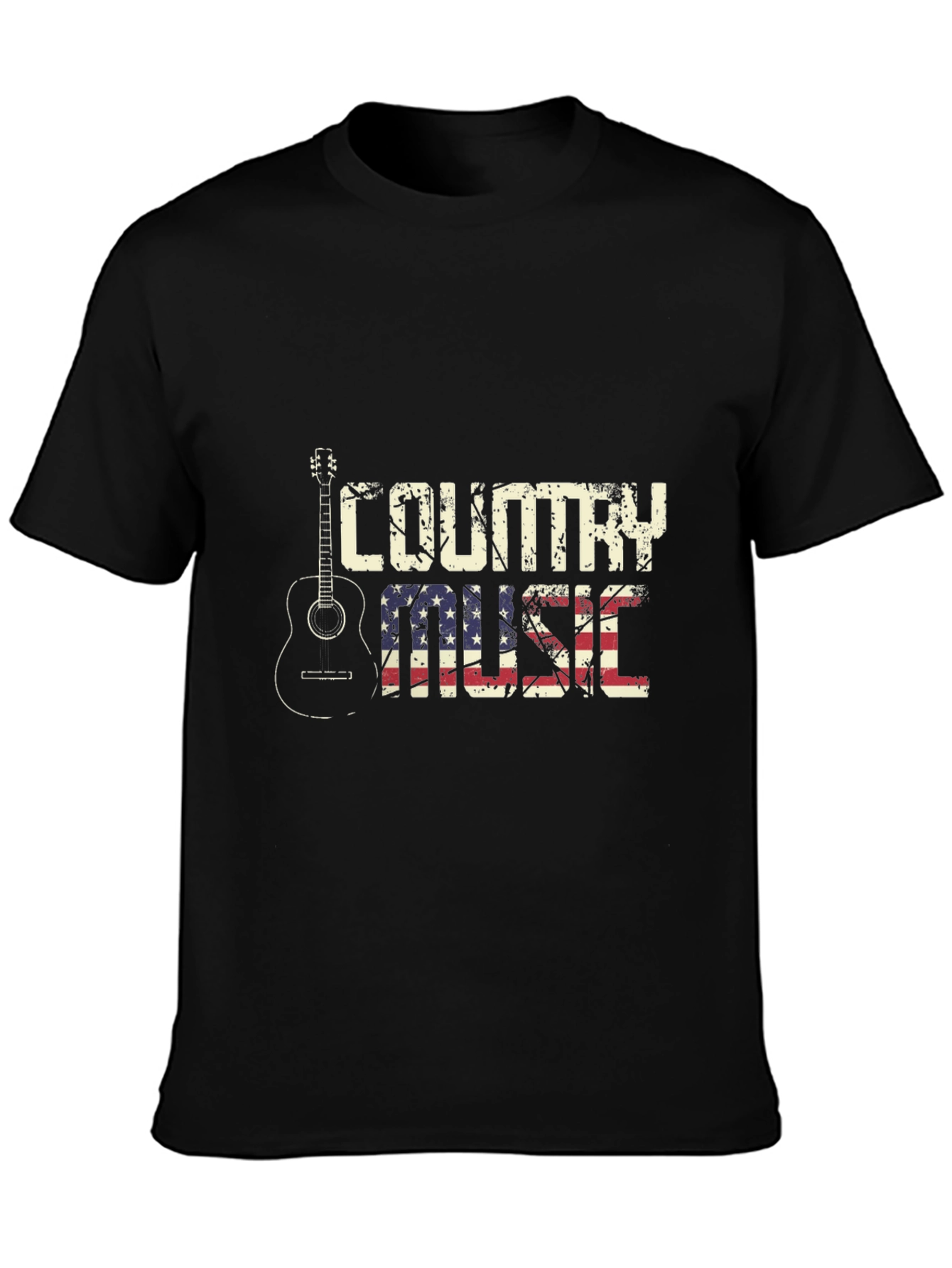 Country Music Graphic Tee - Black Cotton T-Shirt