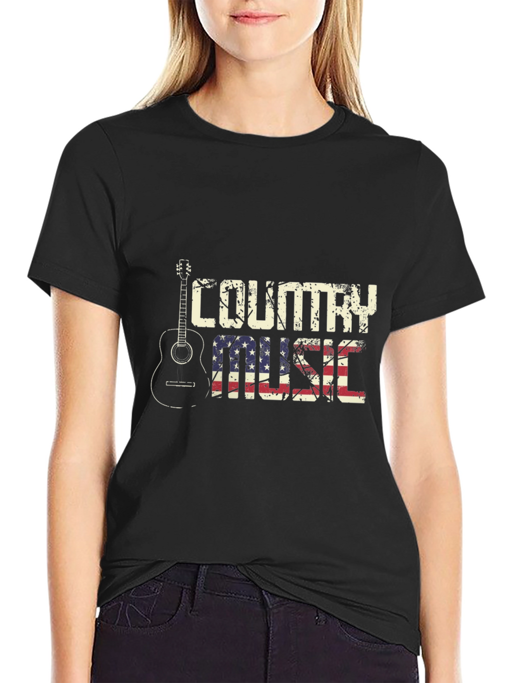 Country Music Graphic Tee - Black Cotton T-Shirt