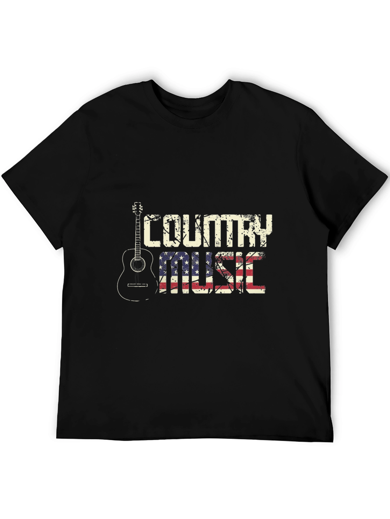 Country Music Graphic Tee - Black Cotton T-Shirt