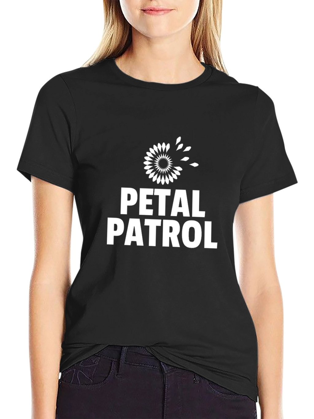 Petal Patrol Graphic Tee - Black Cotton T-Shirt