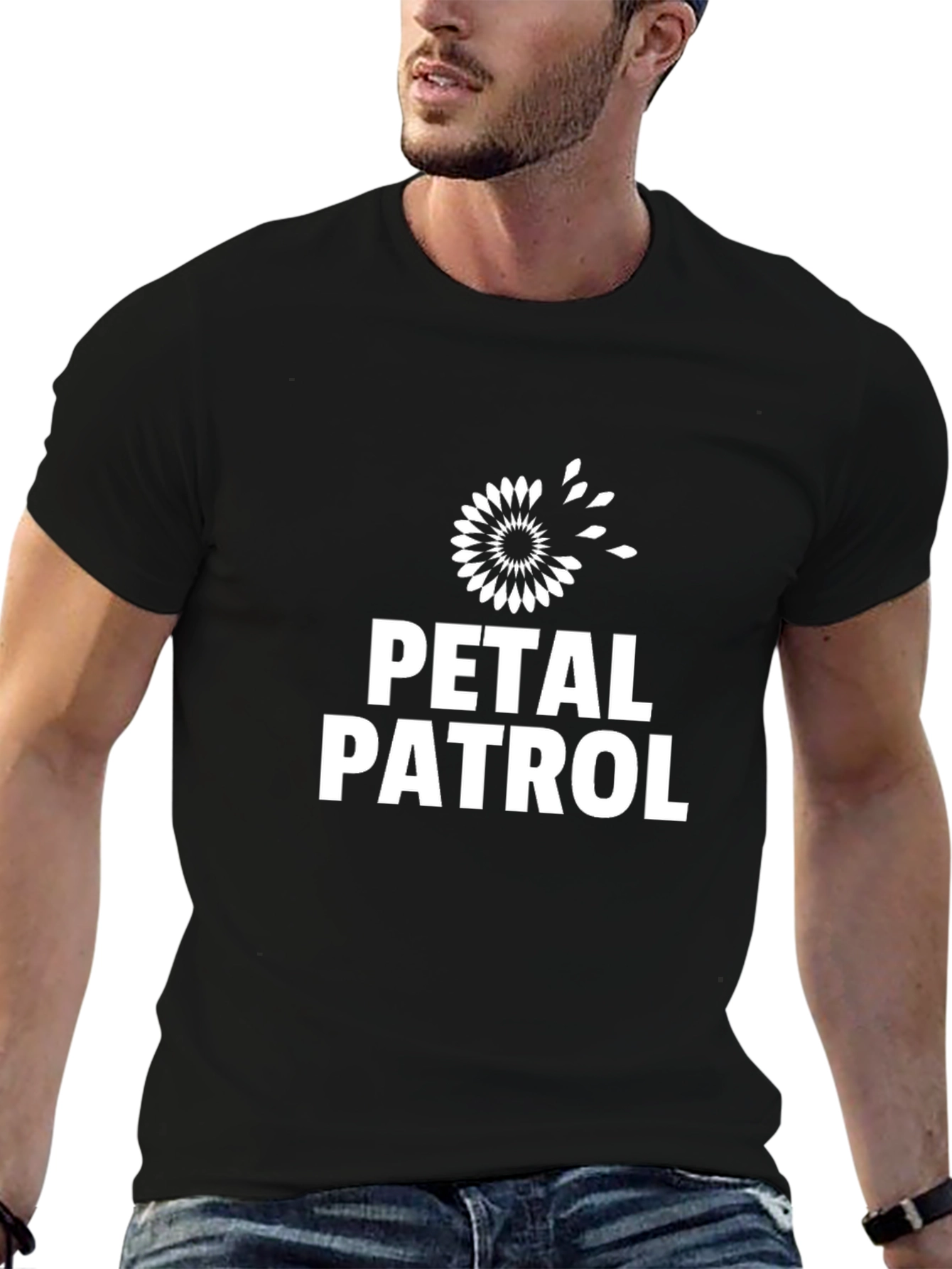 Petal Patrol Graphic Tee - Black Cotton T-Shirt