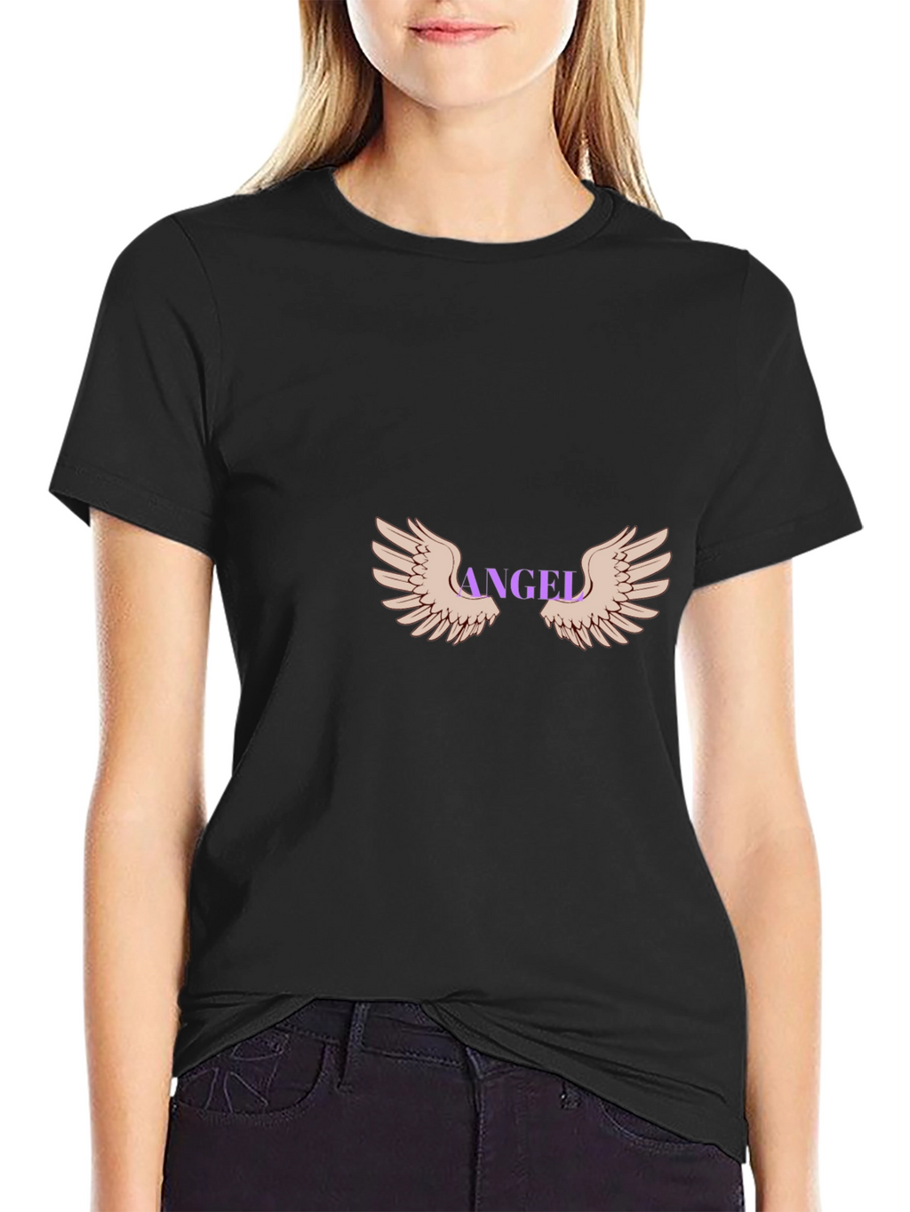 Angel Wings Graphic Black Tee