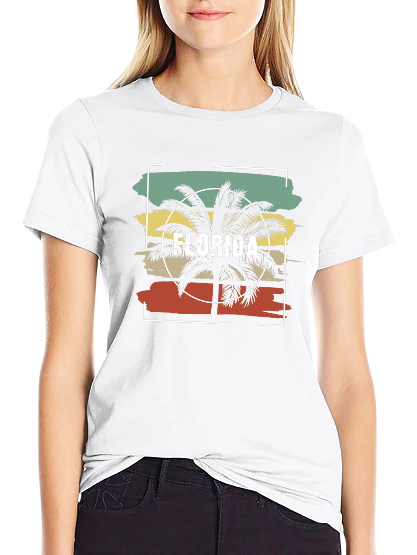 Florida Palm Tree Graphic Tee - Retro Style Mens T-Shirt
