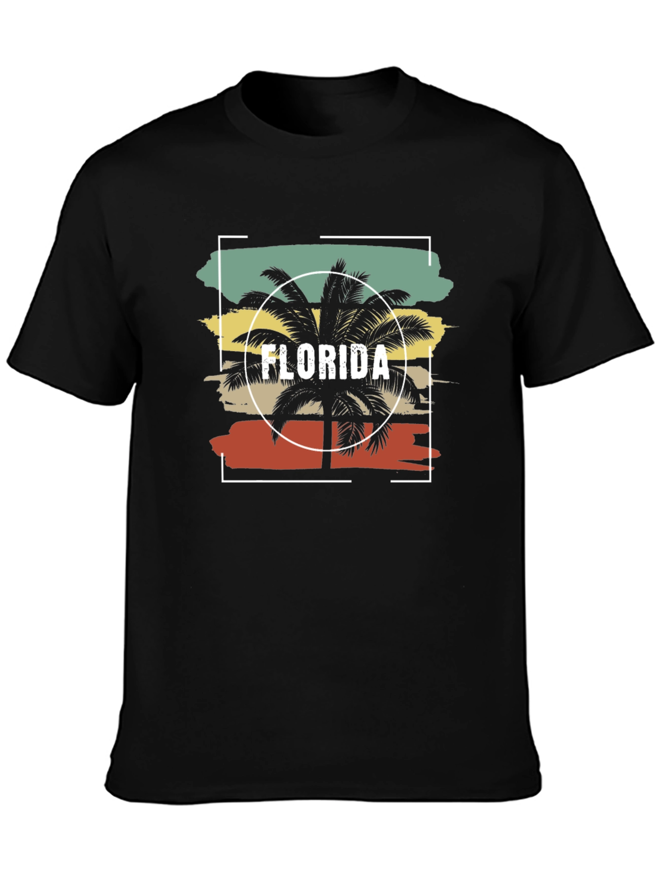 Florida Palm Tree Graphic Tee - Retro Style Mens T-Shirt