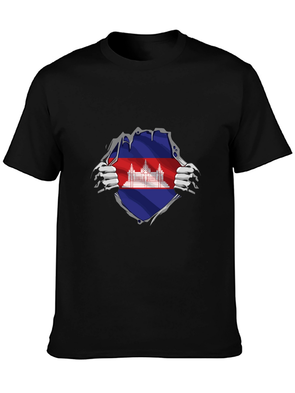 Cambodia Flag Ripped T-Shirt