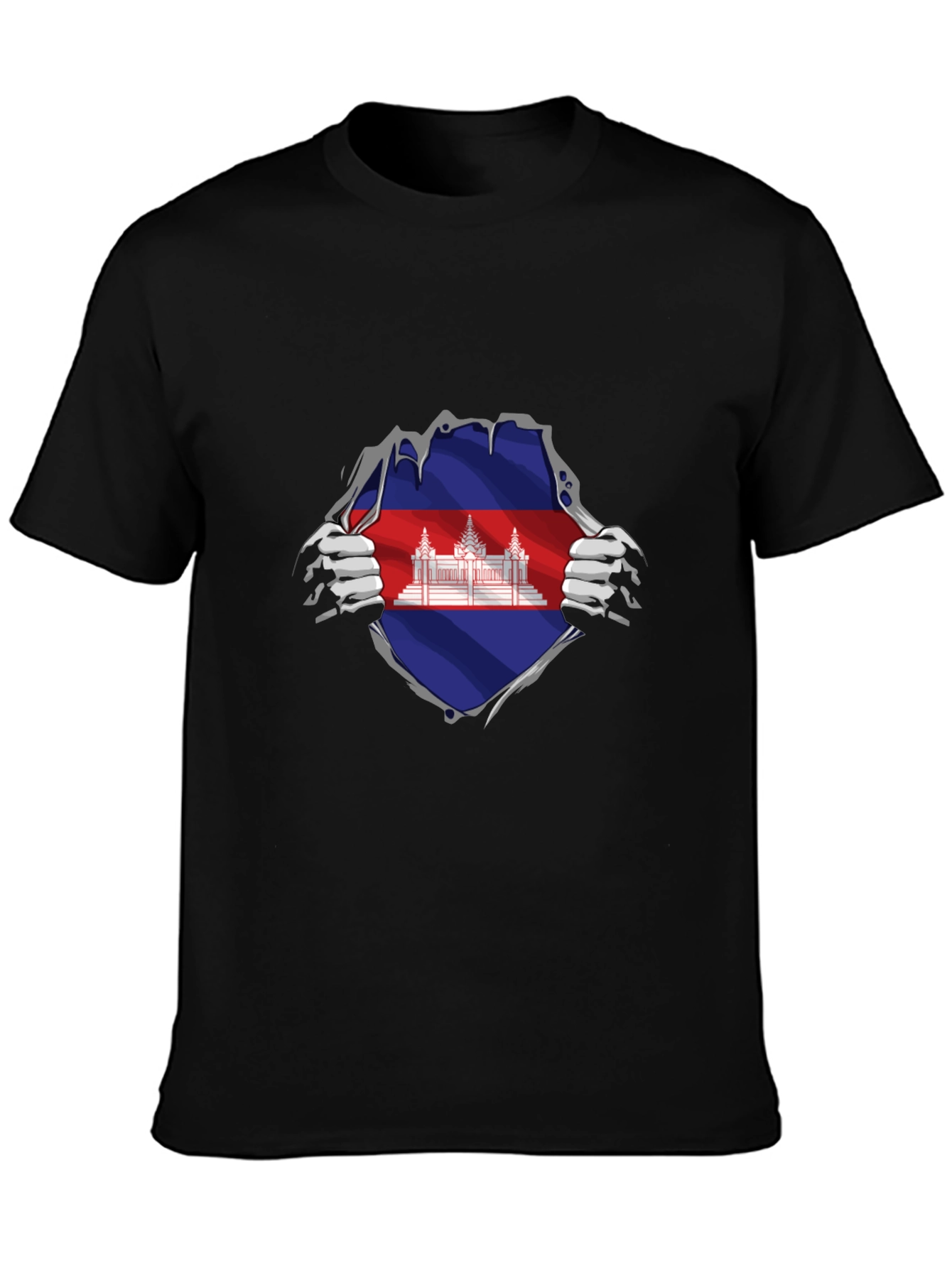 Cambodia Flag Ripped T-Shirt