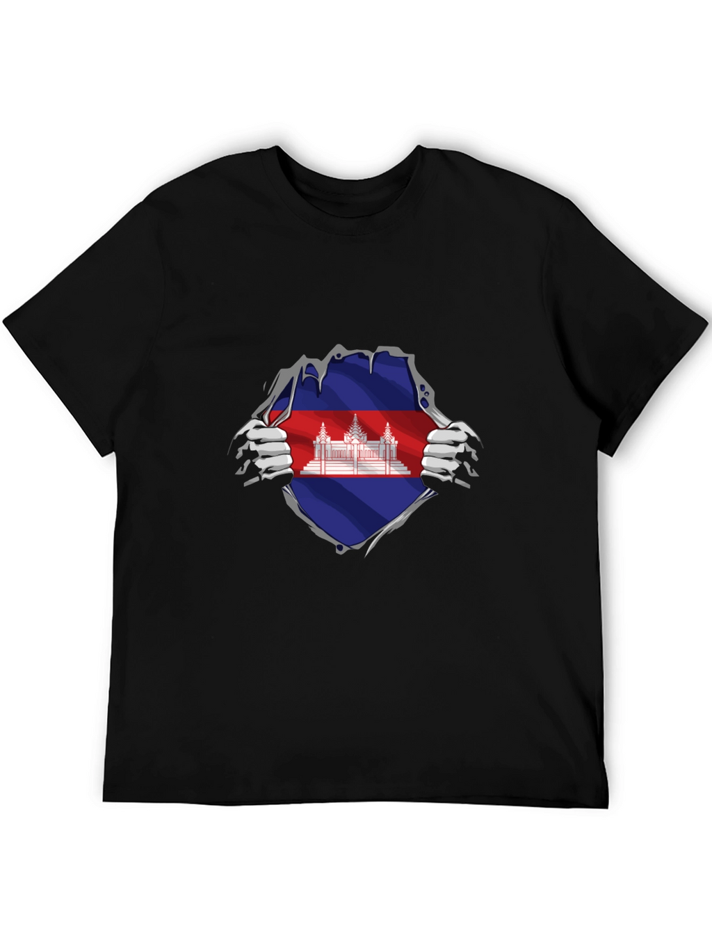 Cambodia Flag Ripped T-Shirt