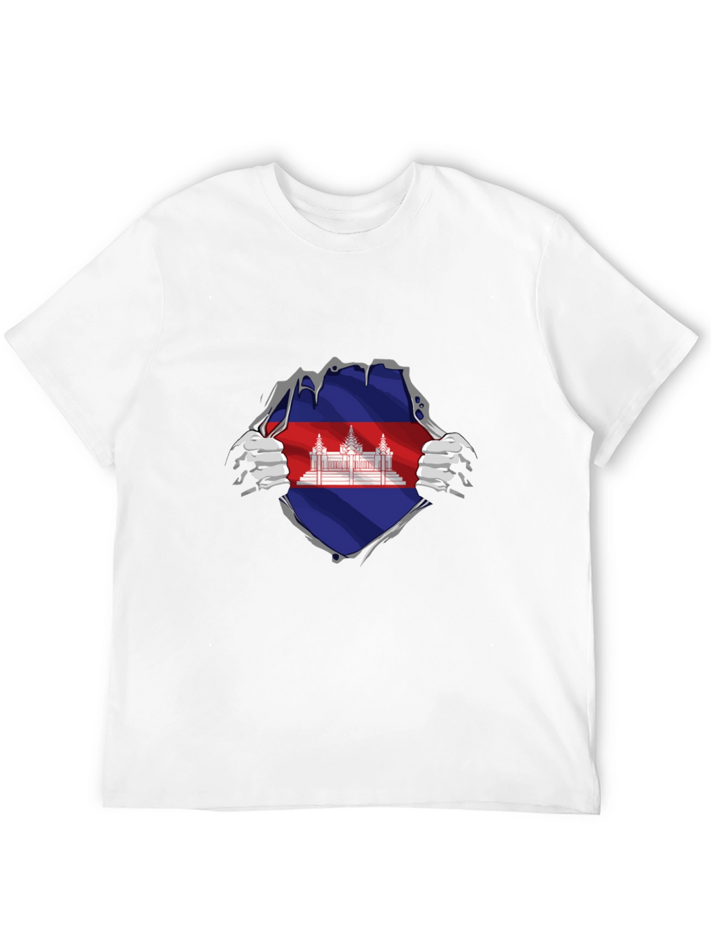 Cambodia Flag Ripped T-Shirt