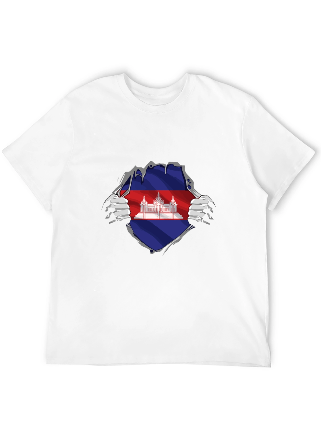 Cambodia Flag Ripped T-Shirt