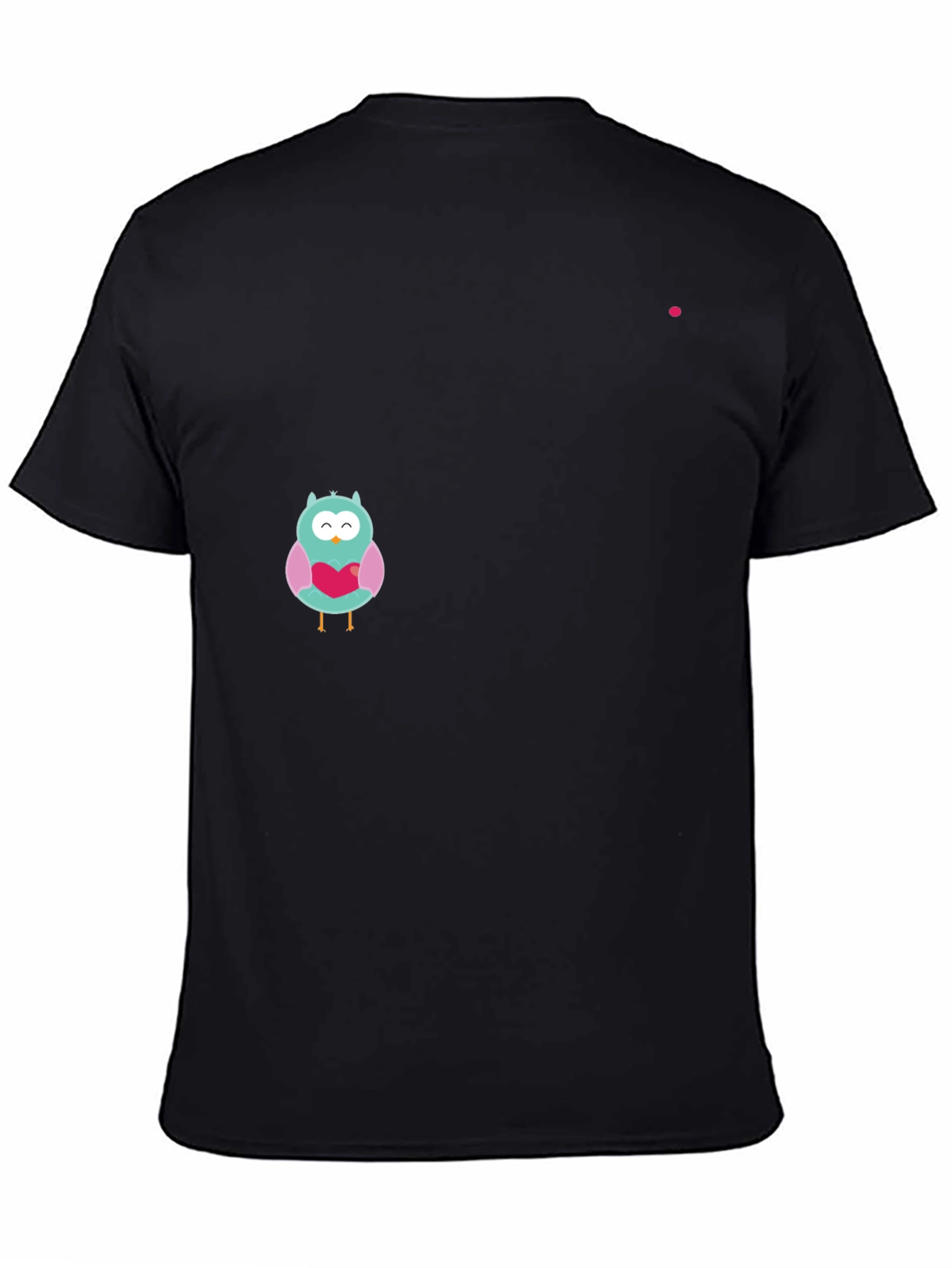 Owl With Heart Graphic Black T-Shirt