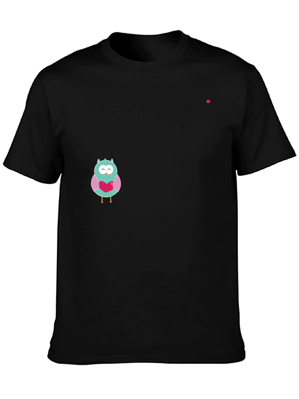 Owl With Heart Graphic Black T-Shirt
