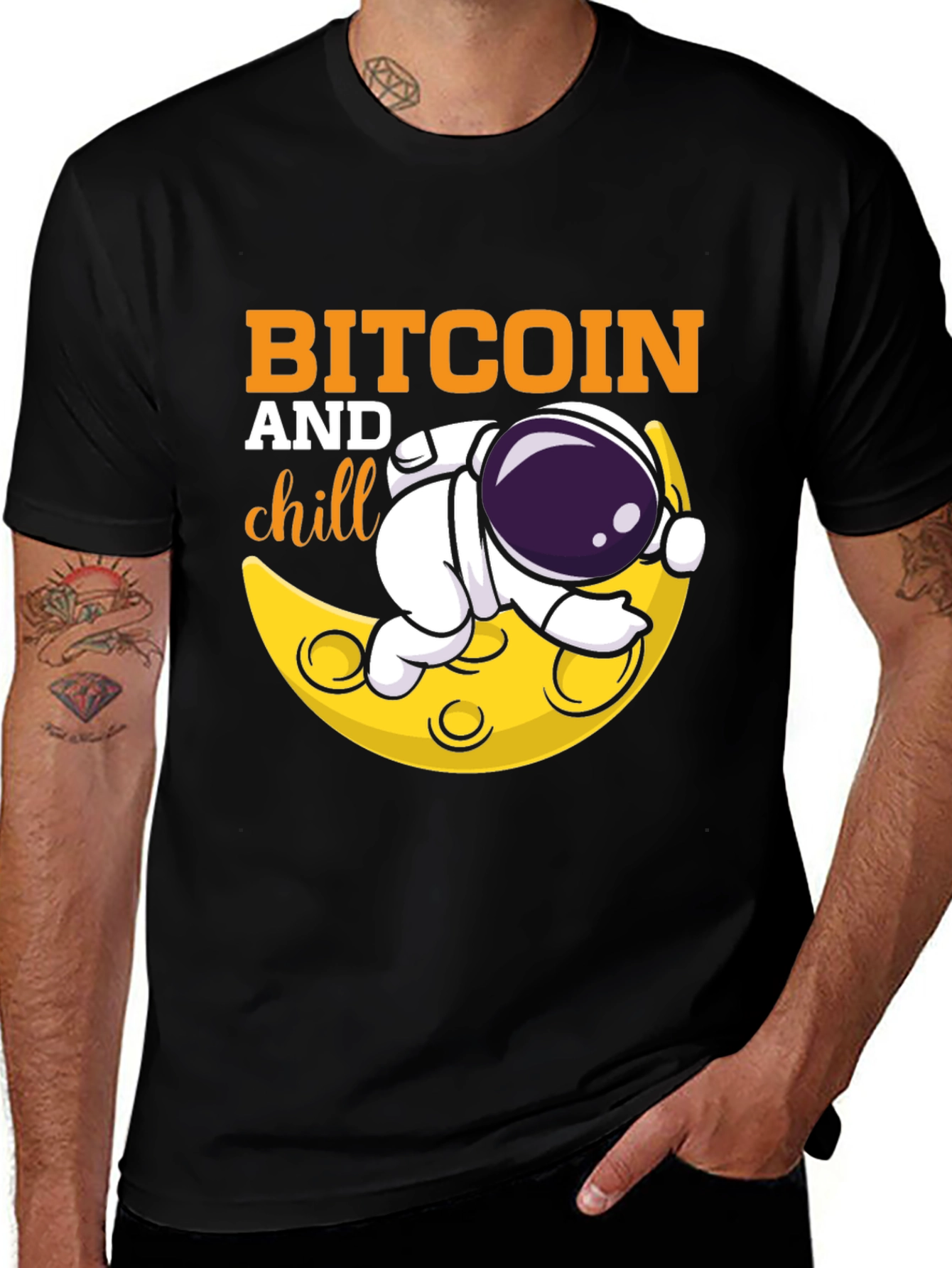 Bitcoin and Chill Graphic Tee - Astronaut Moon Design