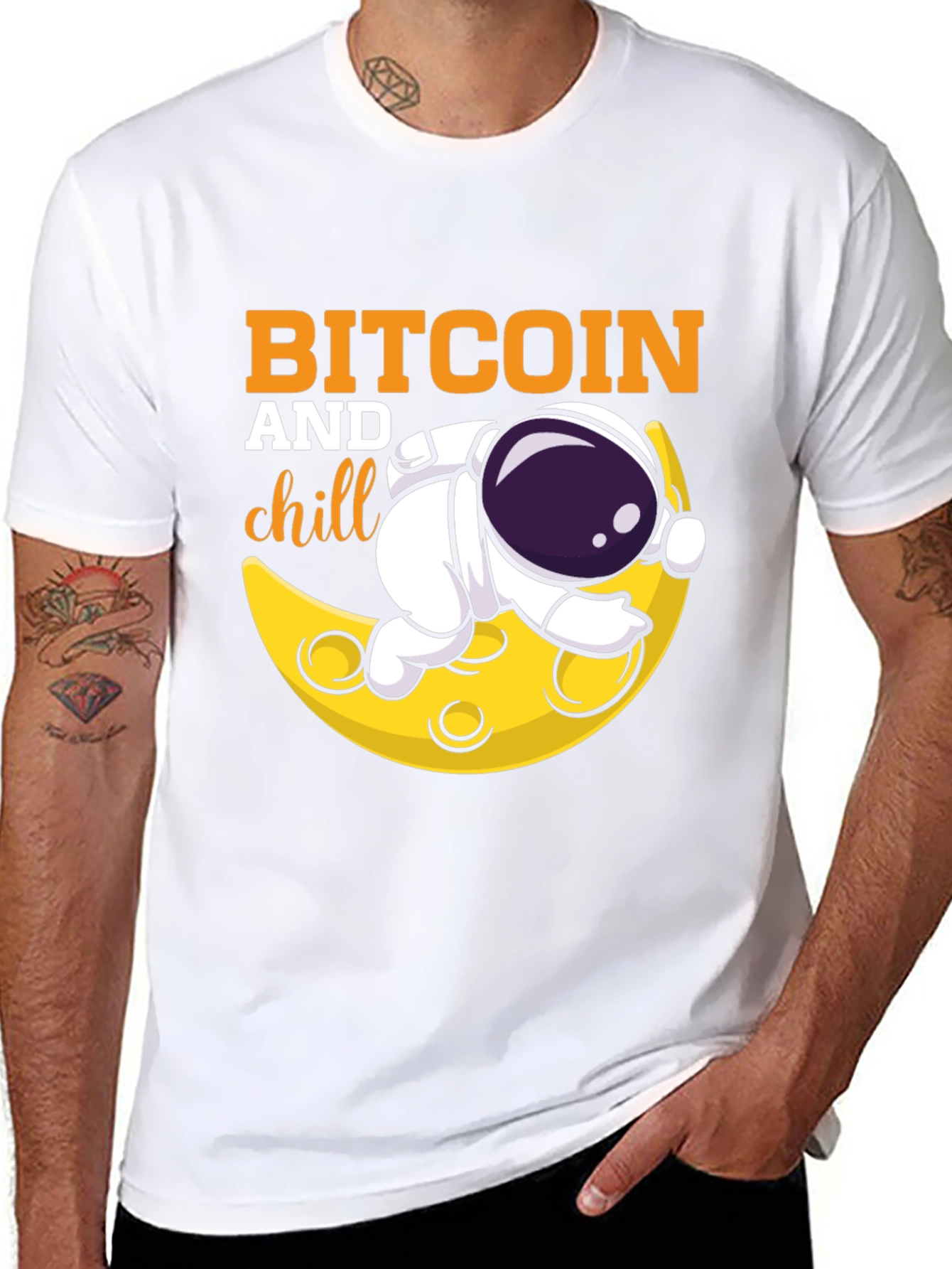 Bitcoin and Chill Graphic Tee - Astronaut Moon Design