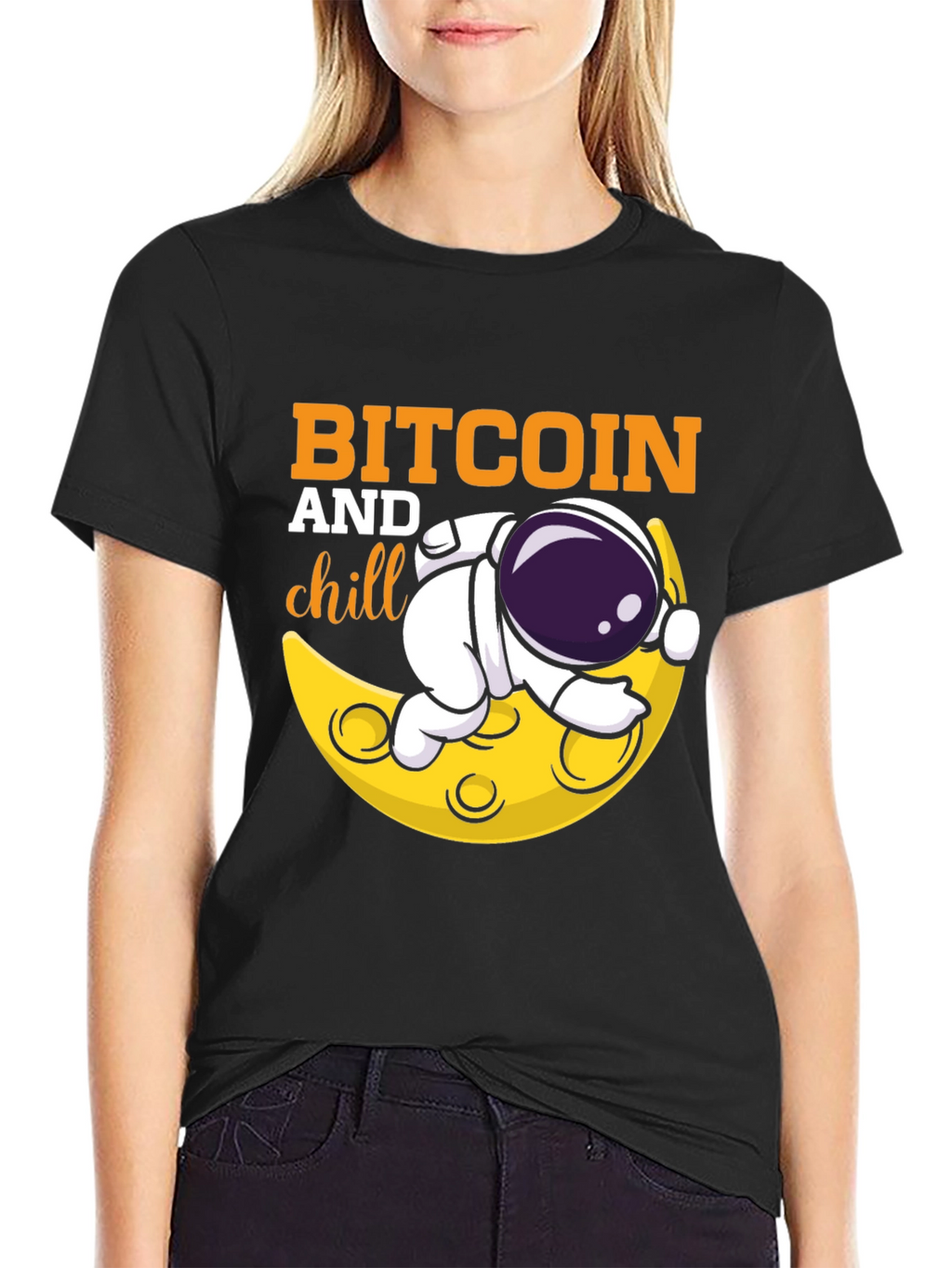 Bitcoin and Chill Graphic Tee - Astronaut Moon Design