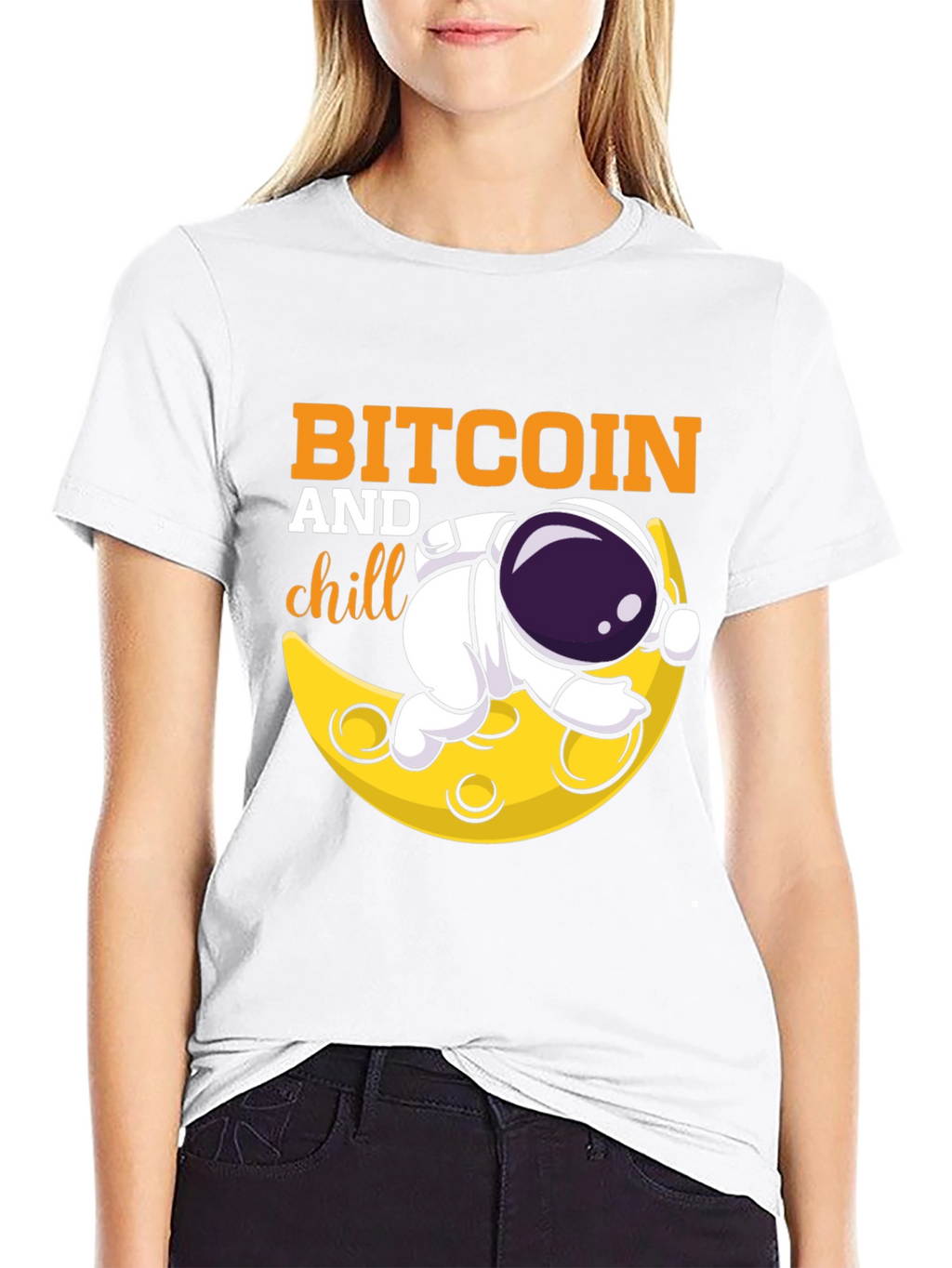 Bitcoin and Chill Graphic Tee - Astronaut Moon Design