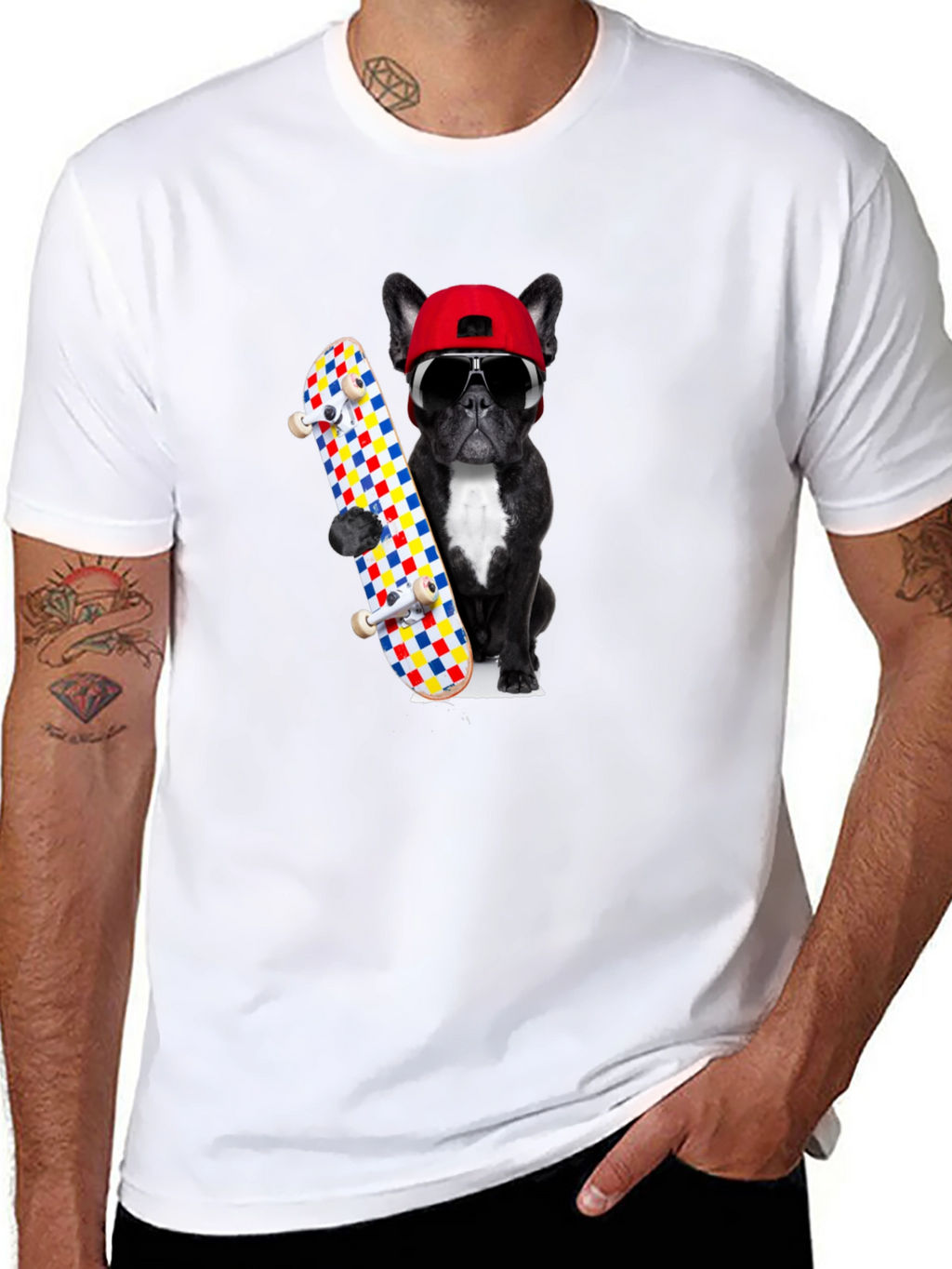 Cool Dog Skateboard Graphic Tee - Black