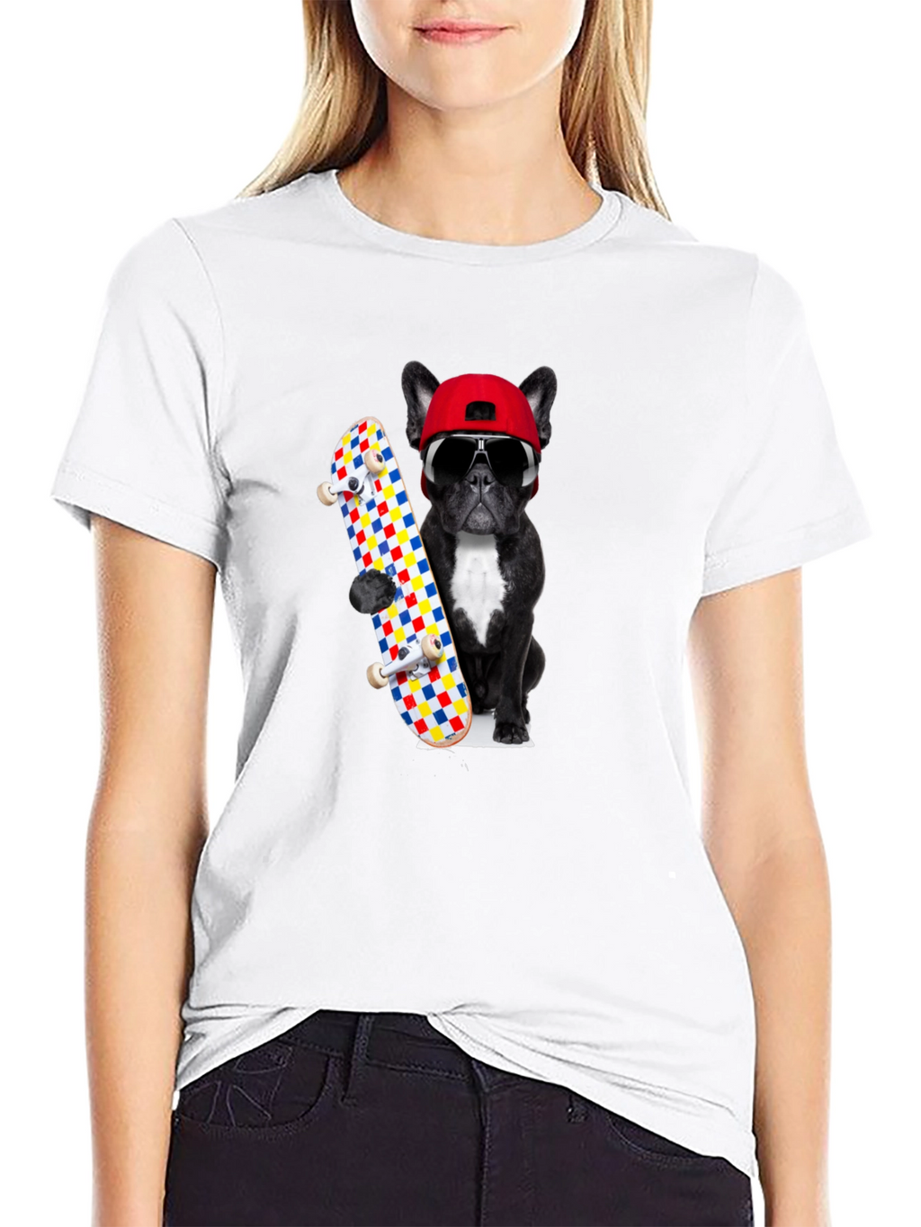 Cool Dog Skateboard Graphic Tee - Black