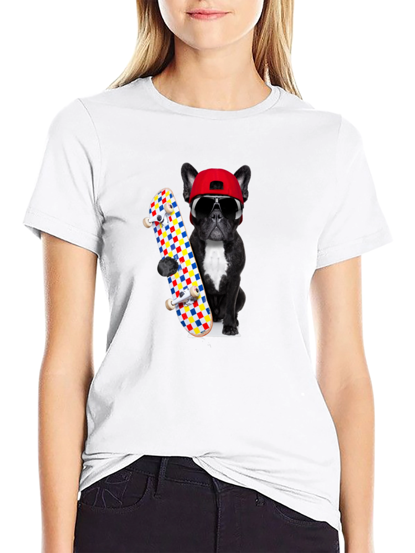 Cool Dog Skateboard Graphic Tee - Black