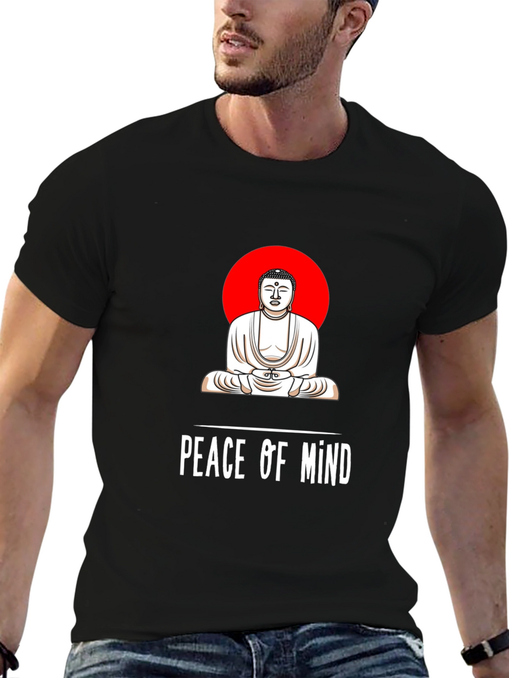 Peace of Mind Buddha Graphic Tee - Black