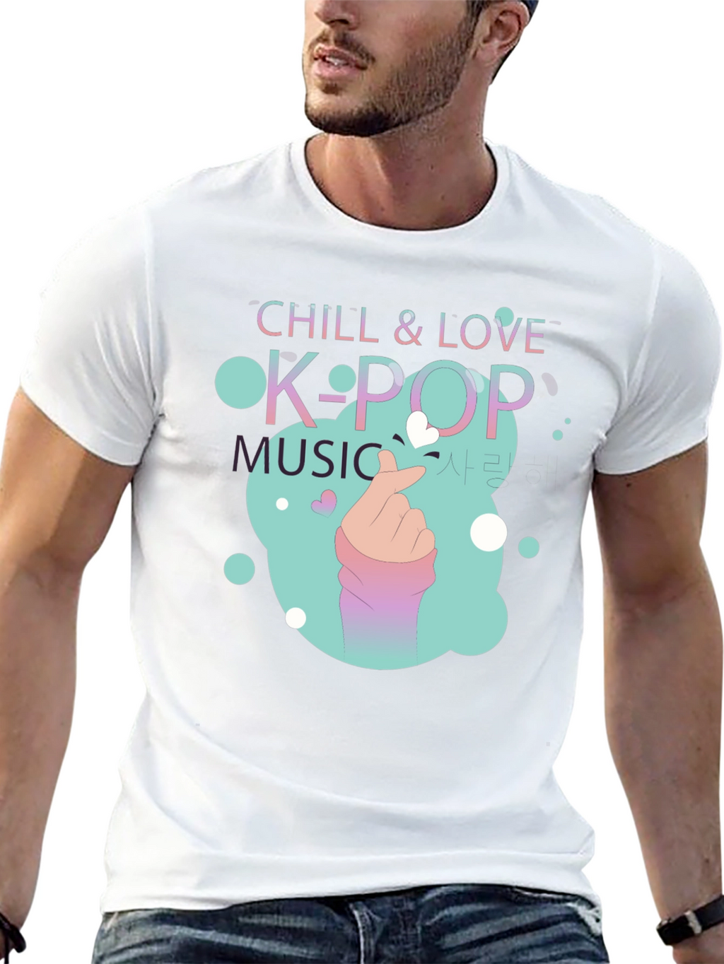 Chill & Love K-Pop Music Black T-Shirt
