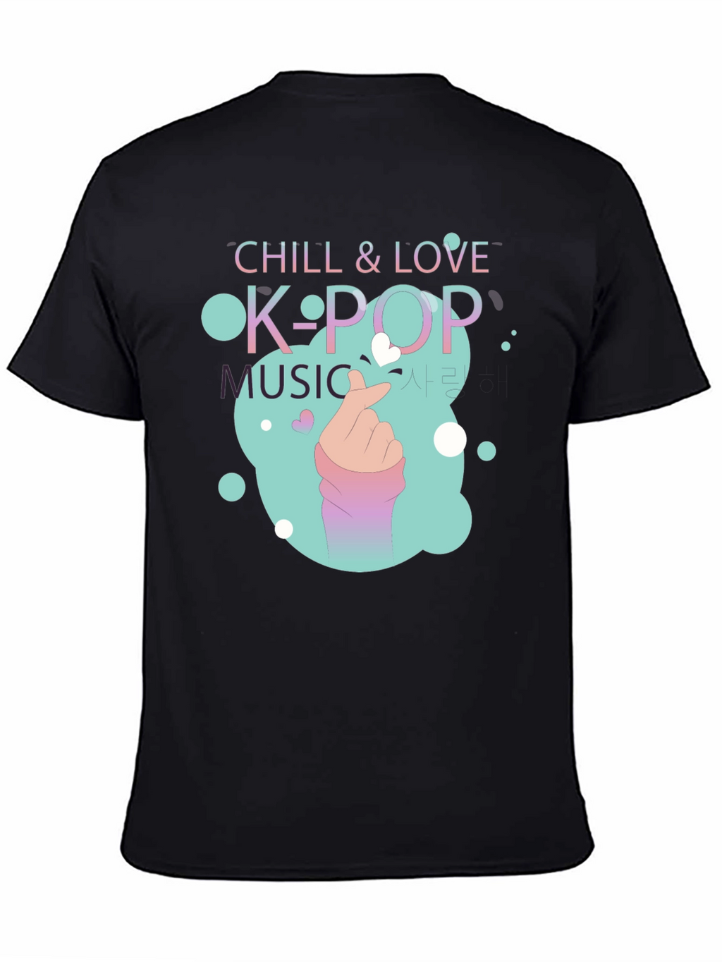 Chill & Love K-Pop Music Black T-Shirt
