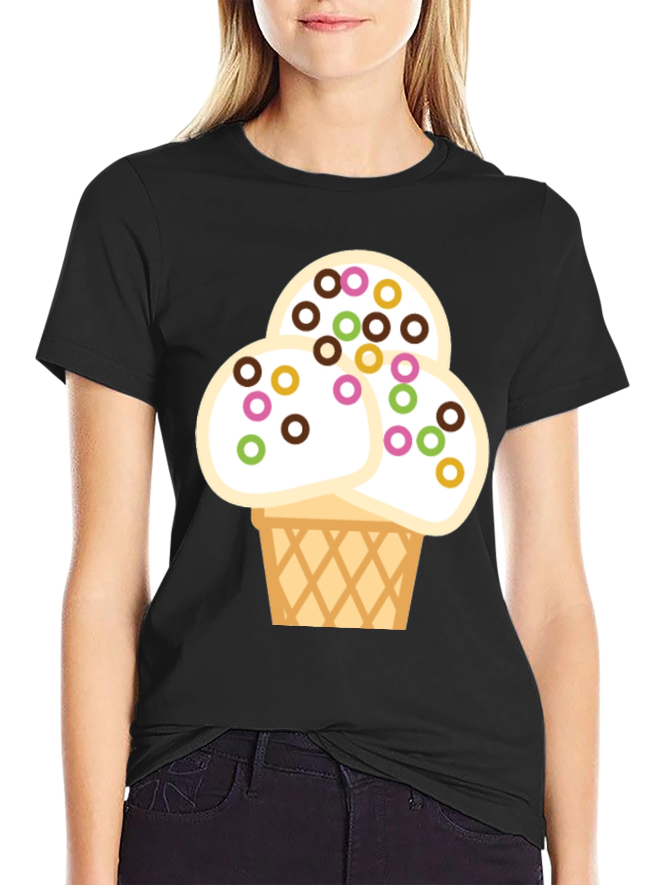 Ice Cream Graphic Tee - Fun & Stylish Black T-Shirt