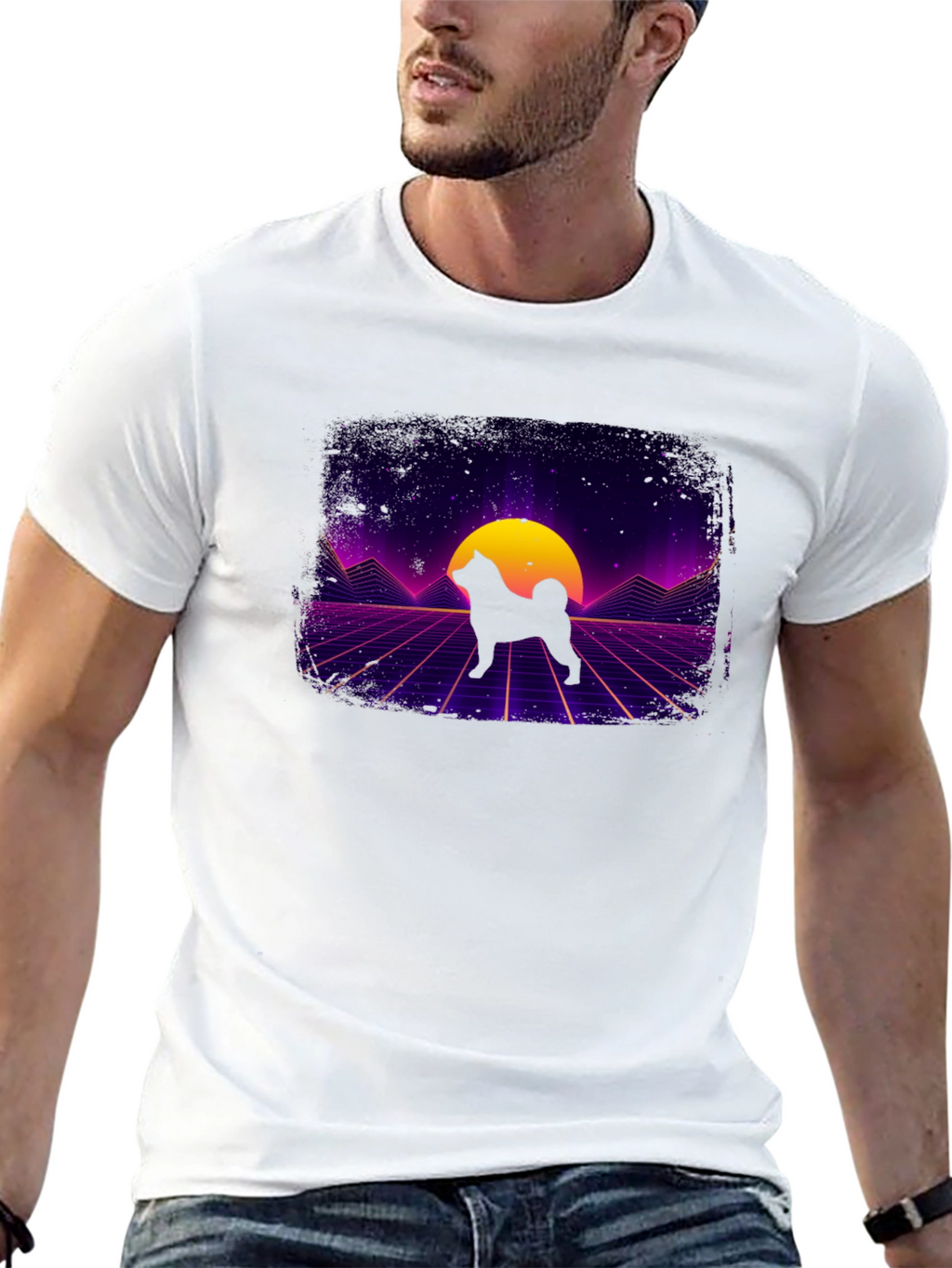 Retro Shiba Inu T-Shirt - Synthwave Dog Design