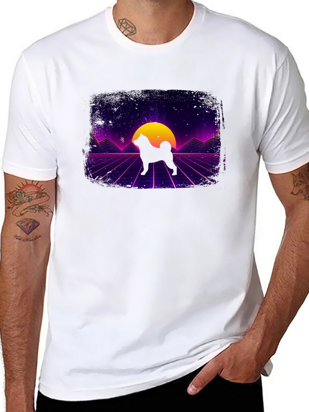 Retro Shiba Inu T-Shirt - Synthwave Dog Design