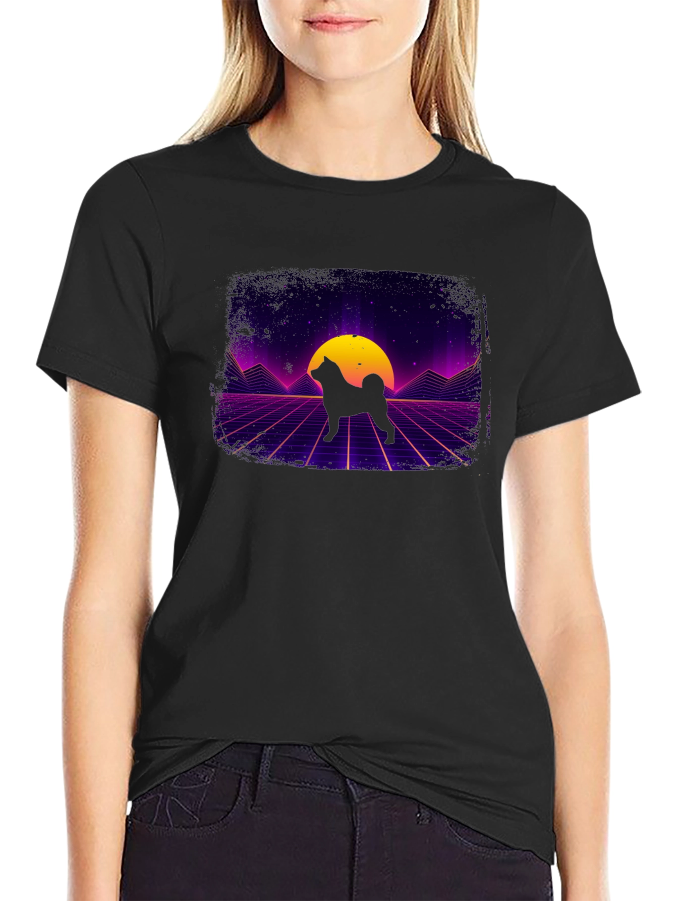 Retro Shiba Inu T-Shirt - Synthwave Dog Design