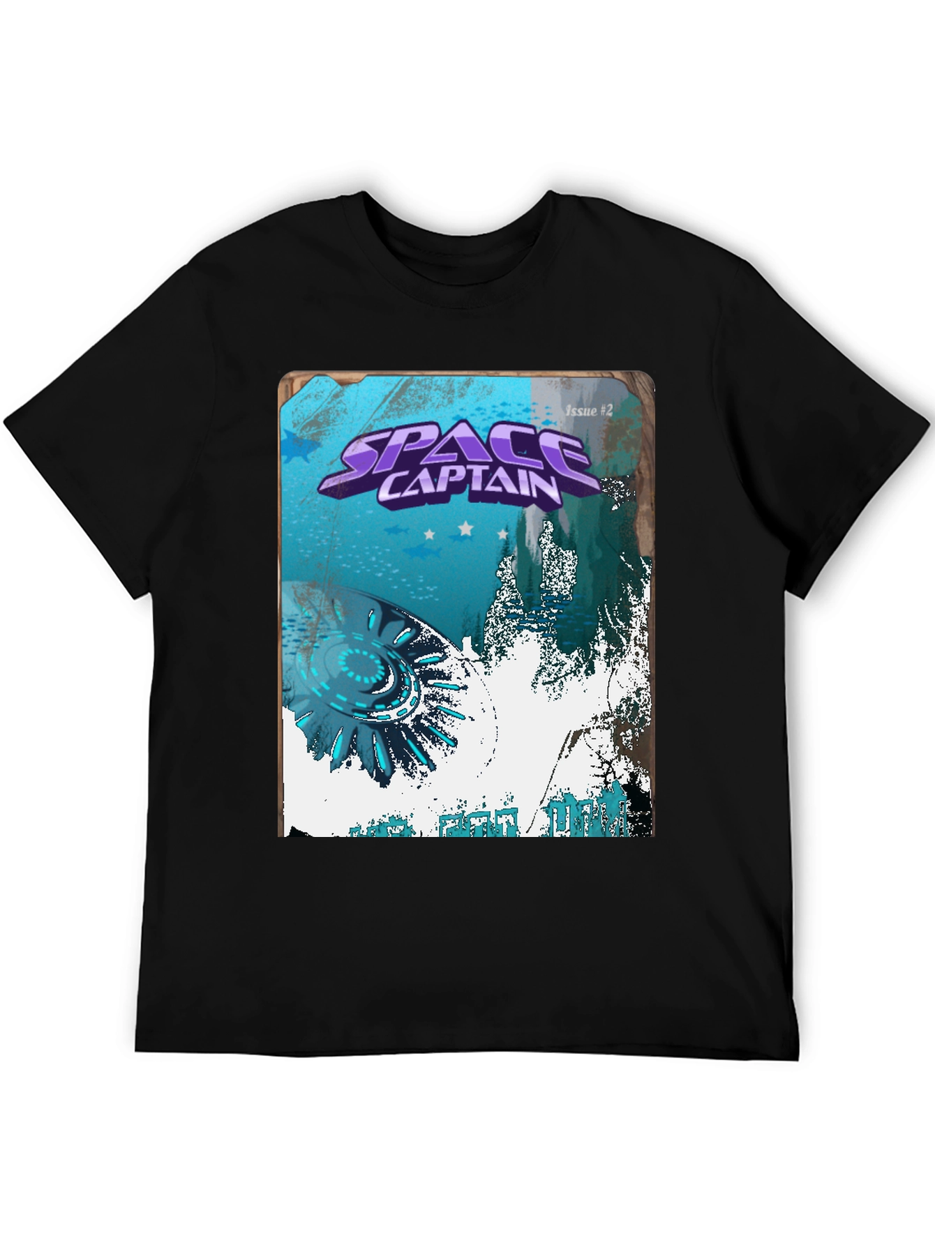 Space Captain Graphic Tee - Retro Sci-Fi Comic Book Design
