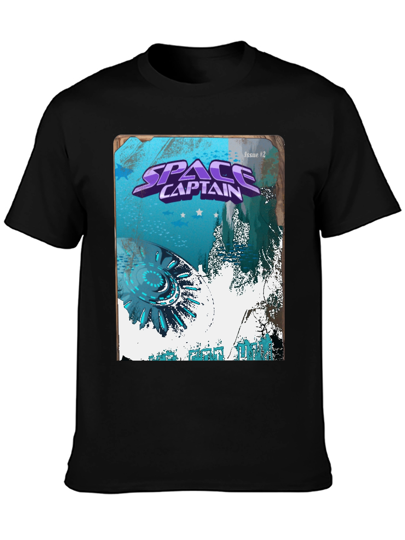 Space Captain Graphic Tee - Retro Sci-Fi Comic Book Design