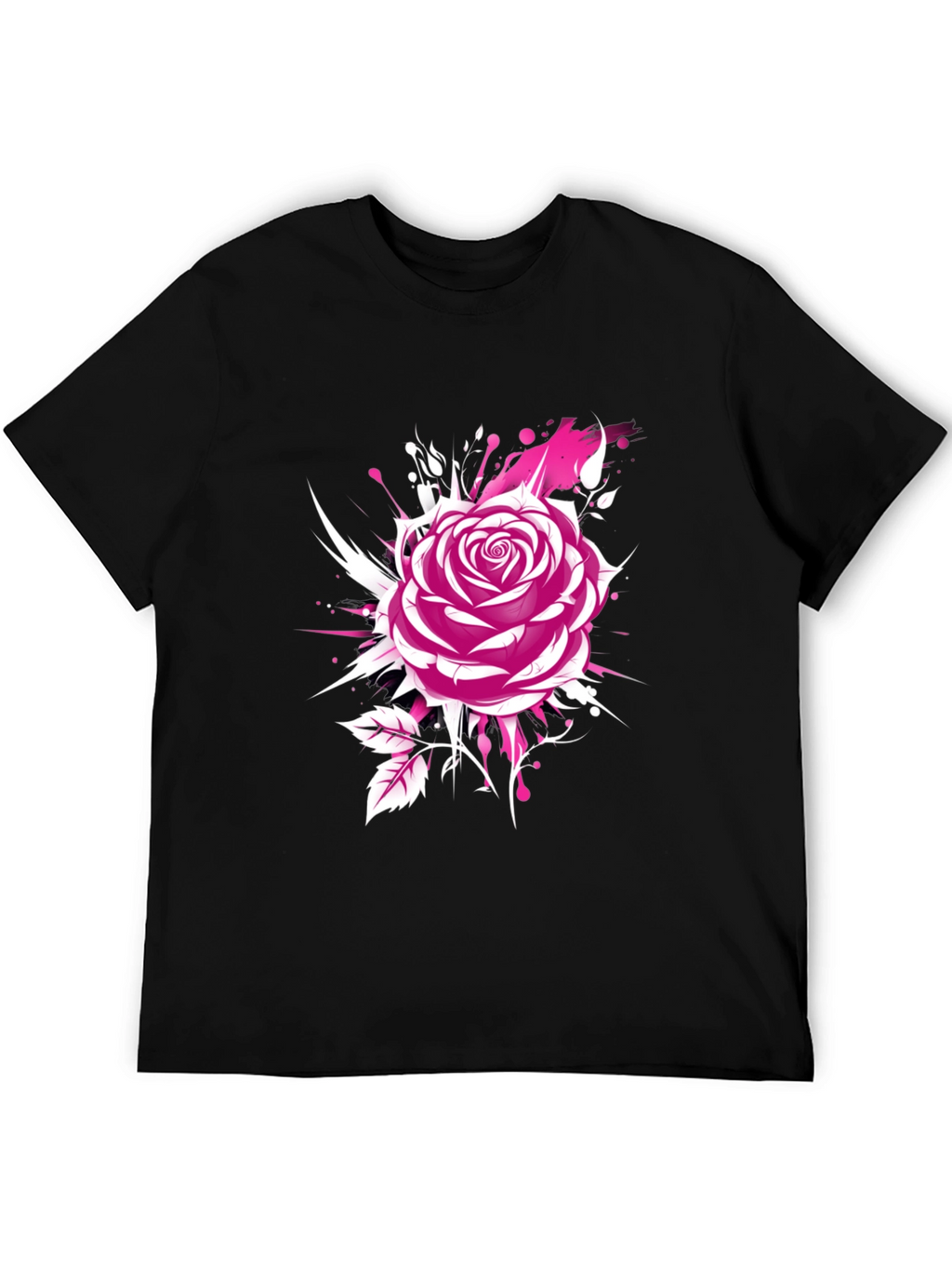 Rose Graphic Black T-Shirt - Trendy Floral Design