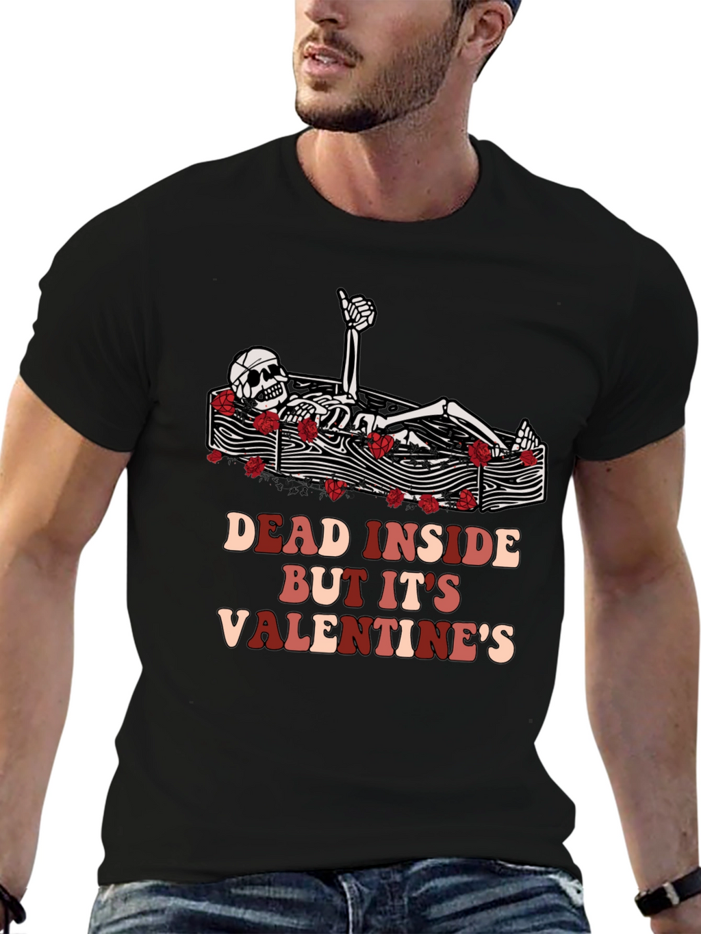 Dead Inside Valentines Skeleton Graphic Tee