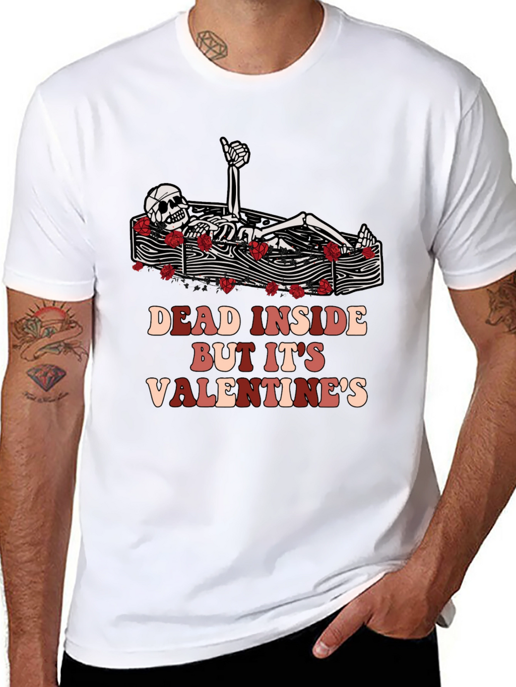 Dead Inside Valentines Skeleton Graphic Tee