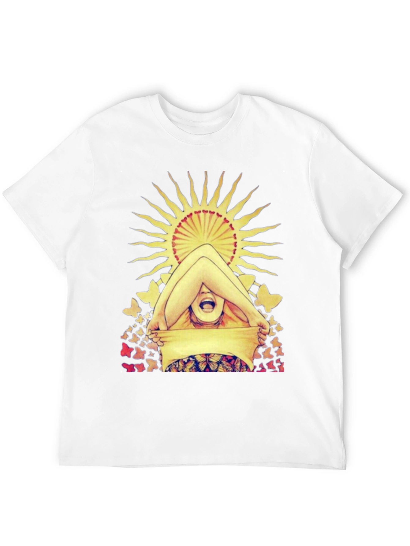 Butterfly & Sun Graphic Tee - Unique Artistic Design