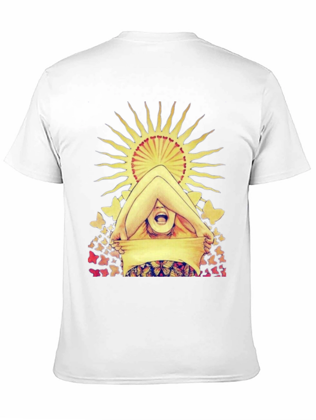 Butterfly & Sun Graphic Tee - Unique Artistic Design