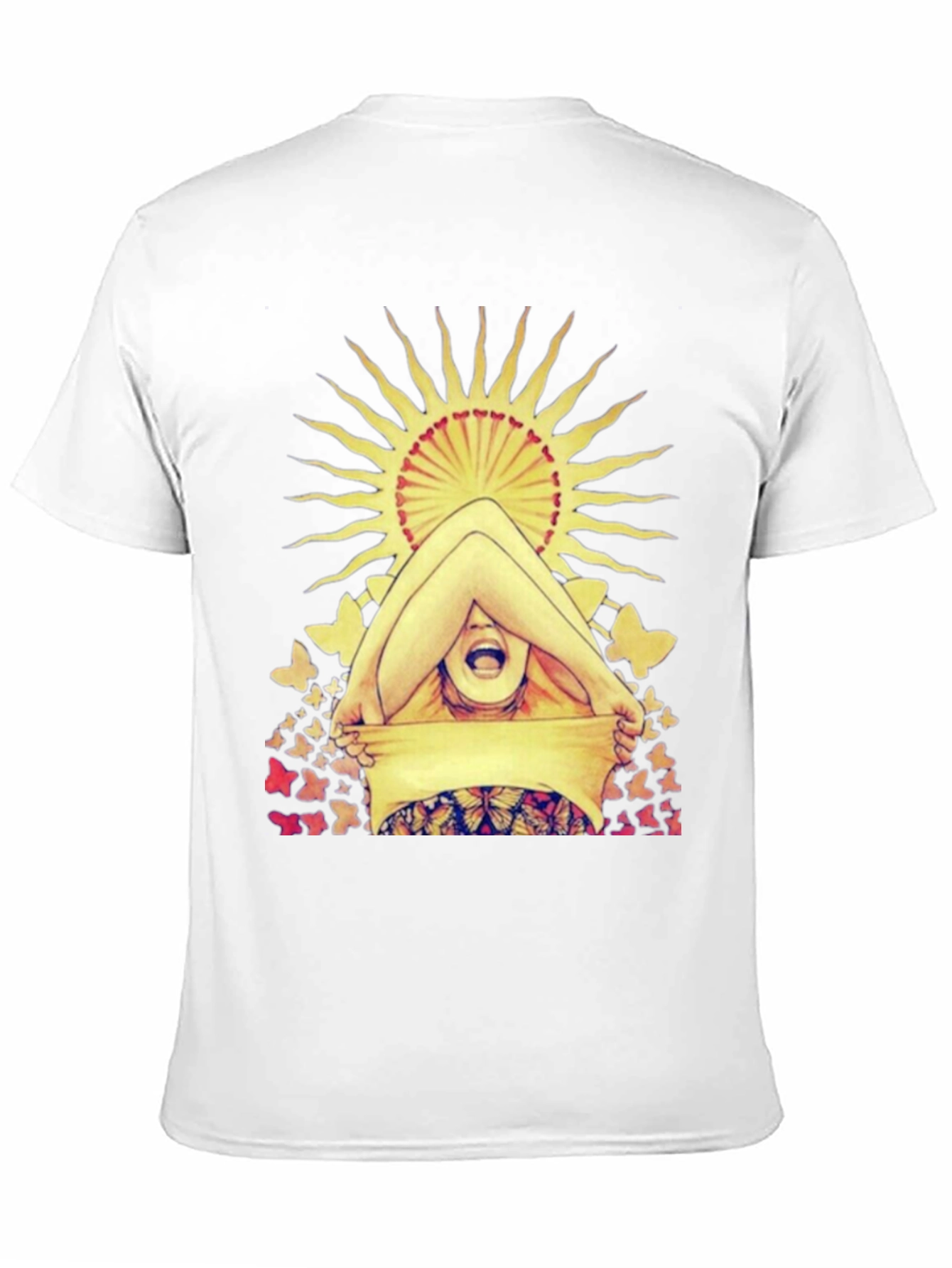 Butterfly & Sun Graphic Tee - Unique Artistic Design